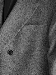 Charcoal Grey Double Breasted Loose Fit Boucle Suit Jacket - Image 12 of 13