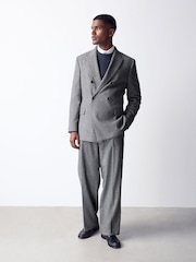 Charcoal Grey Double Breasted Loose Fit Boucle Suit Jacket - Image 2 of 7