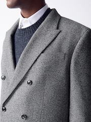 Charcoal Grey Double Breasted Loose Fit Boucle Suit Jacket - Image 6 of 7