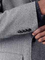 Charcoal Grey Double Breasted Loose Fit Boucle Suit Jacket - Image 7 of 7