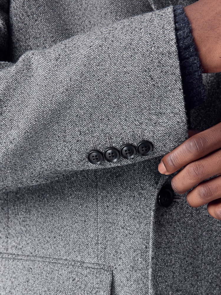 Charcoal Grey Double Breasted Loose Fit Boucle Suit Jacket - Image 7 of 7 Charcoal Grey Double Breasted Loose Fit Boucle Suit Jacket - Image 7 of 7