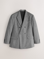 Charcoal Grey Double Breasted Loose Fit Boucle Suit Jacket - Image 8 of 13