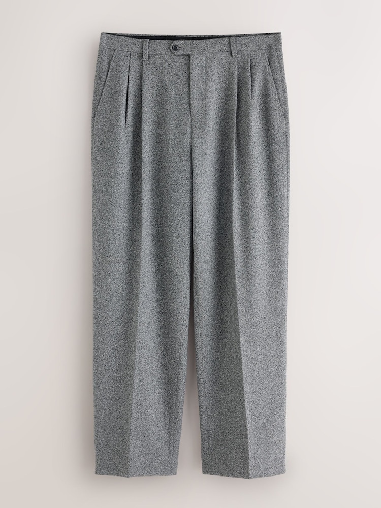 Charcoal Grey Loose Fit Boucle Suit Trousers - Image 1 of 5 Charcoal Grey Loose Fit Boucle Suit Trousers - Image 1 of 5