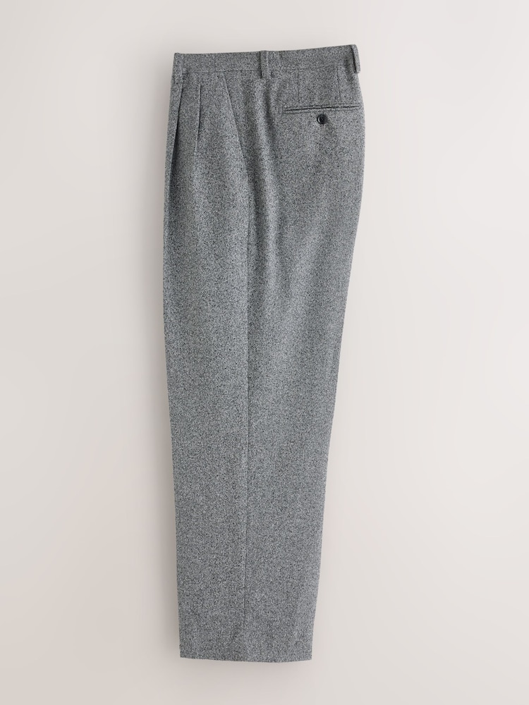 Charcoal Grey Loose Fit Boucle Suit Trousers - Image 2 of 5 Charcoal Grey Loose Fit Boucle Suit Trousers - Image 2 of 5