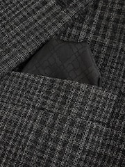 Charcoal Grey Slim Fit Check Boucle Texture Suit Jacket - Image 11 of 12