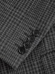 Charcoal Grey Slim Fit Check Boucle Texture Suit Jacket - Image 12 of 12