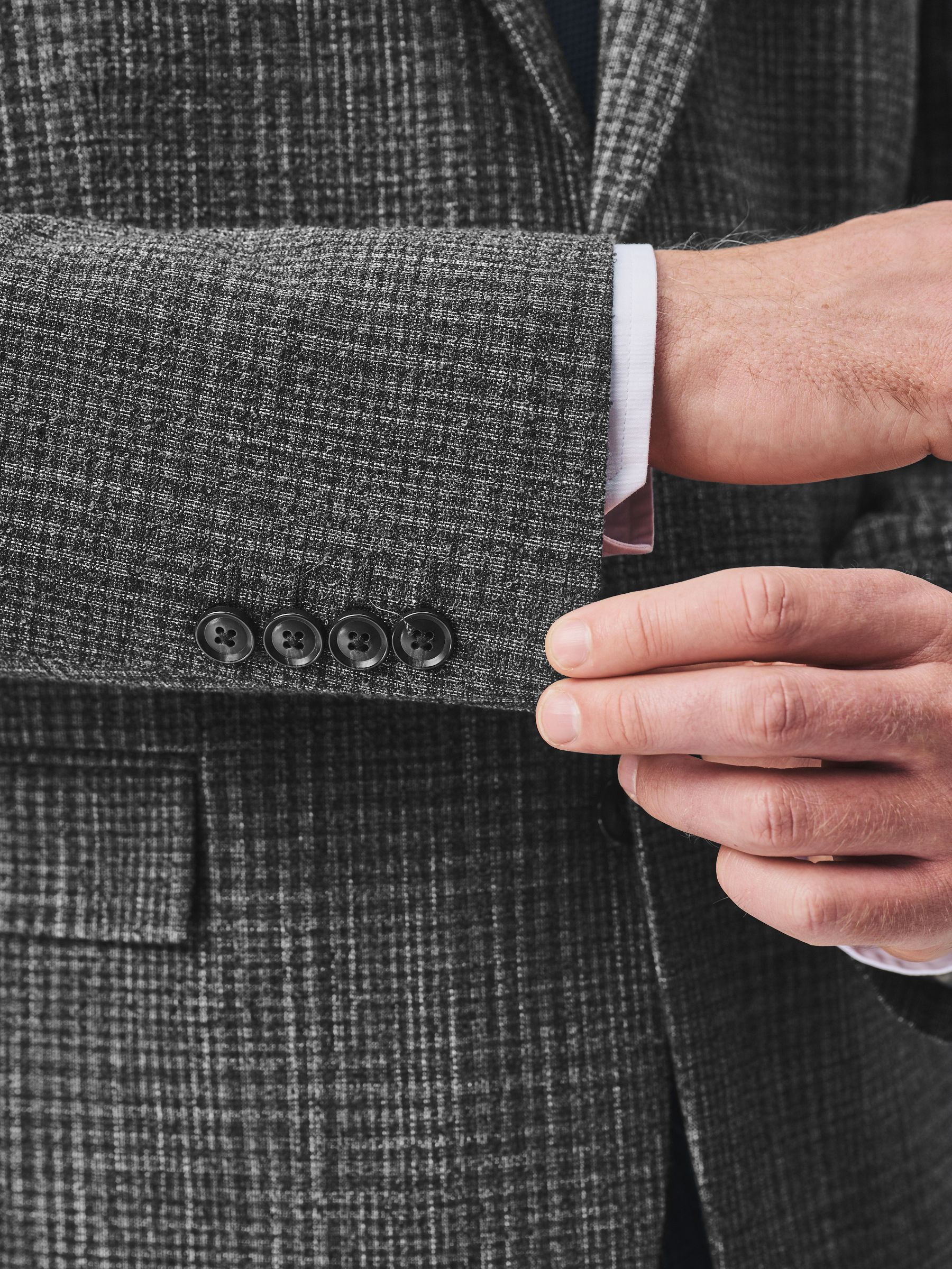 Buy Charcoal Grey Slim Fit Check Boucle Texture Suit Jacket from