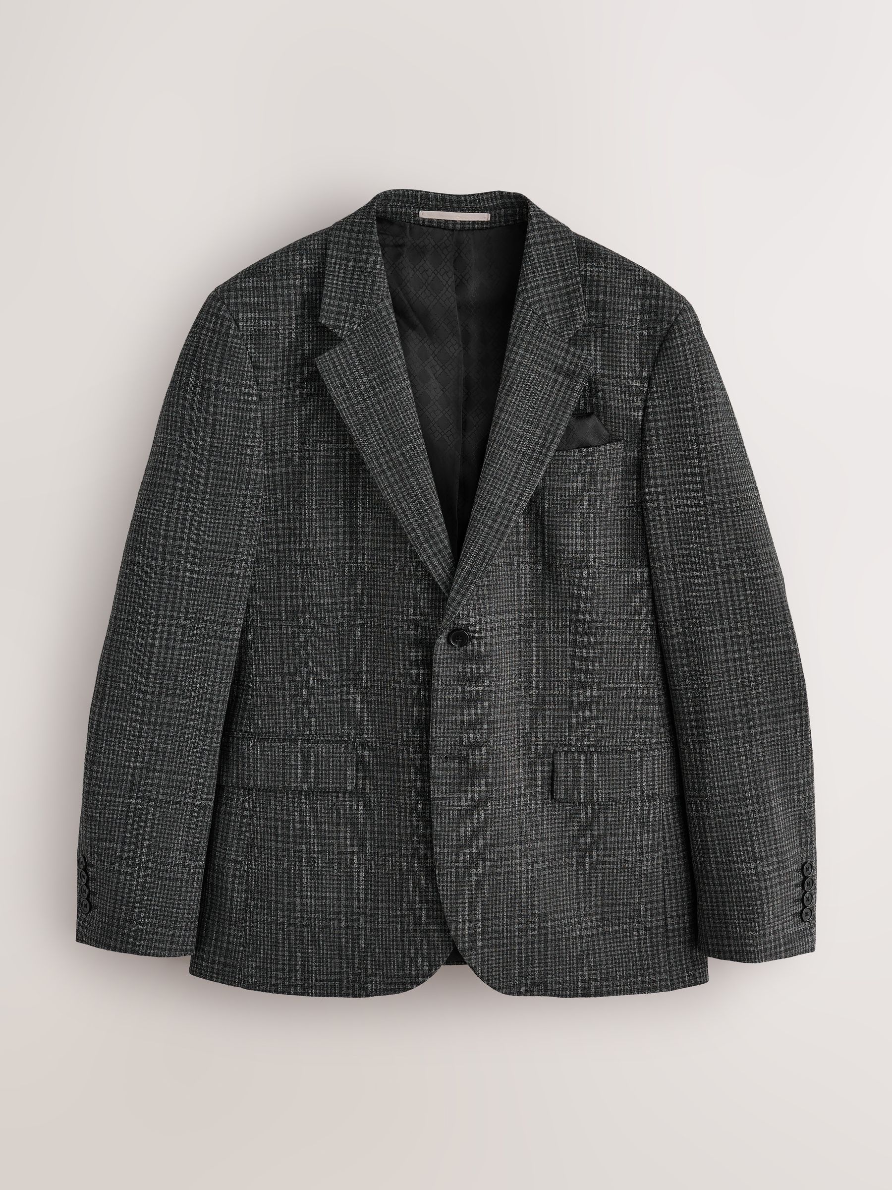 Buy Charcoal Grey Slim Fit Check Boucle Texture Suit Jacket from