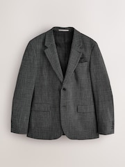 Charcoal Grey Slim Fit Check Boucle Texture Suit Jacket - Image 7 of 12