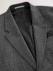 Charcoal Grey Slim Fit Check Boucle Texture Suit Jacket - Image 9 of 12