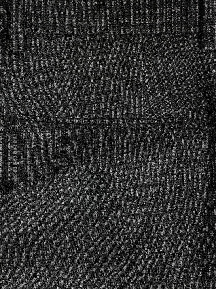 Charcoal Grey Slim Fit Check Boucle Texture Suit Trousers - Image 10 of 10 Charcoal Grey Slim Fit Check Boucle Texture Suit Trousers - Image 10 of 10