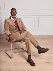 Tan Brown Signature Tailored Fit Pontoglio Italian Cashmere Blend Corduroy Suit Jacket - Image 1 of 5