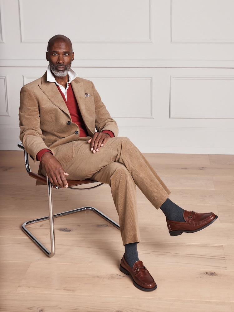 Tan Brown Signature Tailored Fit Pontoglio Italian Cashmere Blend Corduroy Suit Jacket - Image 1 of 5 Tan Brown Signature Tailored Fit Pontoglio Italian Cashmere Blend Corduroy Suit Jacket - Image 1 of 5