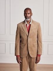 Tan Brown Signature Tailored Fit Pontoglio Italian Cashmere Blend Corduroy Suit Jacket - Image 2 of 5