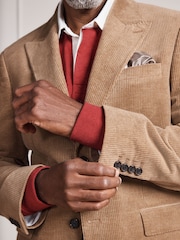 Tan Brown Signature Tailored Fit Pontoglio Italian Cashmere Blend Corduroy Suit Jacket - Image 4 of 5