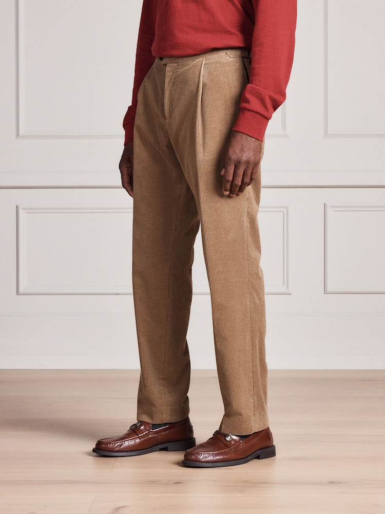 Tan Brown Signature Tailored Fit Pontoglio Italian Cashmere Blend Corduroy Suit Trousers - Image 1 of 10 Tan Brown Signature Tailored Fit Pontoglio Italian Cashmere Blend Corduroy Suit Trousers - Image 1 of 10