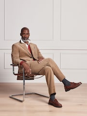 Tan Brown Signature Tailored Fit Pontoglio Italian Cashmere Blend Corduroy Suit Trousers - Image 2 of 10