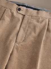 Tan Brown Signature Tailored Fit Pontoglio Italian Cashmere Blend Corduroy Suit Trousers - Image 8 of 10