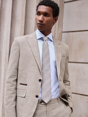Tan Brown N. Premium Slim Fit Wool Blend Check Suit Jacket - Image 1 of 11