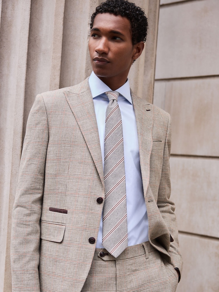 Tan Brown N. Premium Slim Fit Wool Blend Check Suit Jacket - Image 1 of 11 Tan Brown N. Premium Slim Fit Wool Blend Check Suit Jacket - Image 1 of 11