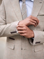 Tan Brown N. Premium Slim Fit Wool Blend Check Suit Jacket - Image 10 of 11