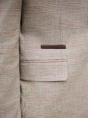 Tan Brown N. Premium Slim Fit Wool Blend Check Suit Jacket - Image 11 of 11