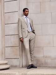 Tan Brown N. Premium Slim Fit Wool Blend Check Suit Jacket - Image 3 of 11