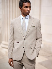 Tan Brown N. Premium Slim Fit Wool Blend Check Suit Jacket - Image 4 of 11