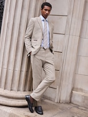 Tan Brown N. Premium Slim Fit Wool Blend Check Suit Jacket - Image 5 of 11