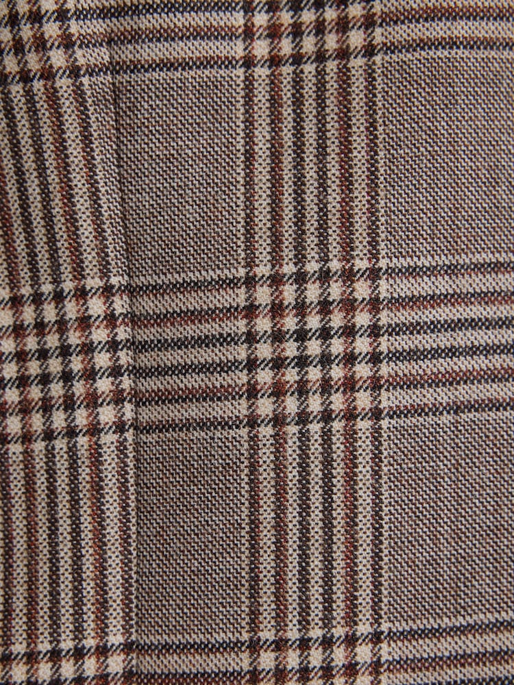 Jasnobrązowy - N. Premium Slim Fit Wool Blend Check Suit Jacket - Obraz 6 z 6 Jasnobrązowy - N. Premium Slim Fit Wool Blend Check Suit Jacket - Obraz 6 z 6