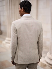 Tan Brown N. Premium Slim Fit Wool Blend Check Suit Jacket - Image 7 of 11