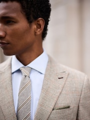 Tan Brown N. Premium Slim Fit Wool Blend Check Suit Jacket - Image 9 of 11