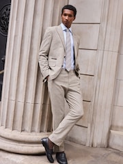 Tan Brown N. Premium Slim Fit Wool Blend Check Suit Trousers - Image 1 of 5