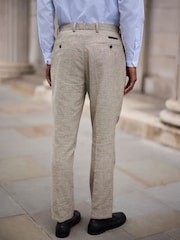 Tan Brown N. Premium Slim Fit Wool Blend Check Suit Trousers - Image 3 of 5
