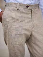 Tan Brown N. Premium Slim Fit Wool Blend Check Suit Trousers - Image 4 of 5