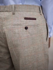 Tan Brown N. Premium Slim Fit Wool Blend Check Suit Trousers - Image 5 of 5
