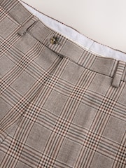 Tan Brown N. Premium Slim Fit Wool Blend Check Suit Trousers - Image 8 of 10