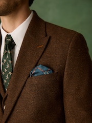 بني مائل للأحمر - Slim Fit Nova Fides Italian Wool Blend Trimmed Herringbone Suit Jacket - صورة 4 من 8