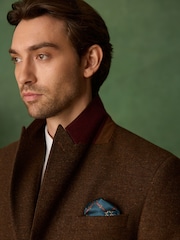 بني مائل للأحمر - Slim Fit Nova Fides Italian Wool Blend Trimmed Herringbone Suit Jacket - صورة 5 من 8