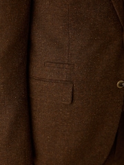 بني مائل للأحمر - Slim Fit Nova Fides Italian Wool Blend Trimmed Herringbone Suit Jacket - صورة 8 من 8