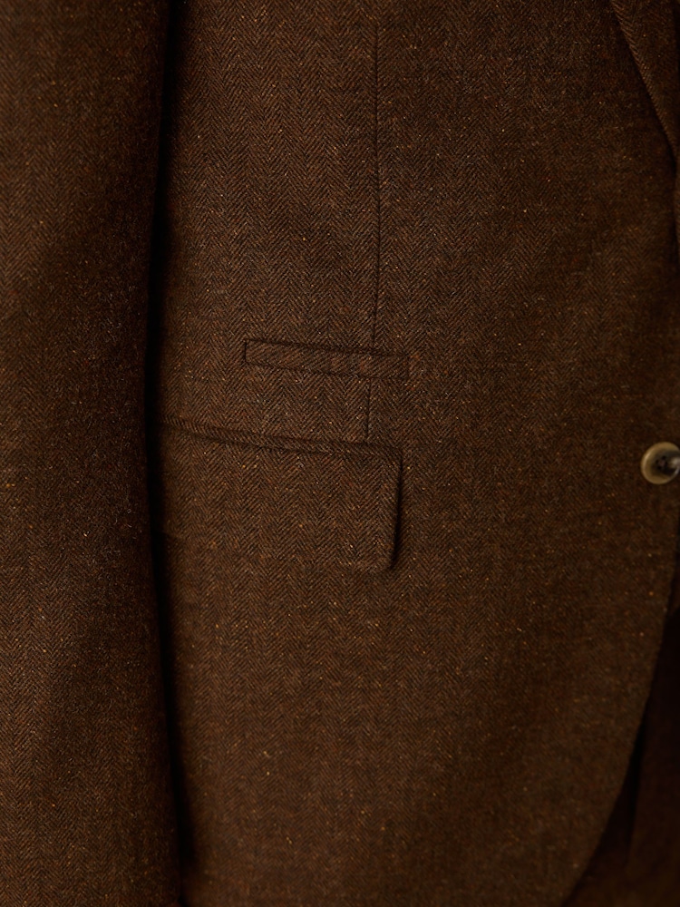 بني مائل للأحمر - Slim Fit Nova Fides Italian Wool Blend Trimmed Herringbone Suit Jacket - صورة 8 من 8 بني مائل للأحمر - Slim Fit Nova Fides Italian Wool Blend Trimmed Herringbone Suit Jacket - صورة 8 من 8