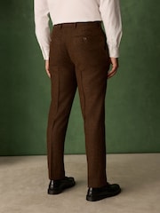 بني مائل للأحمر - Slim Fit Nova Fides Italian Wool Blend Trimmed Herringbone Suit Trousers - صورة 3 من 5