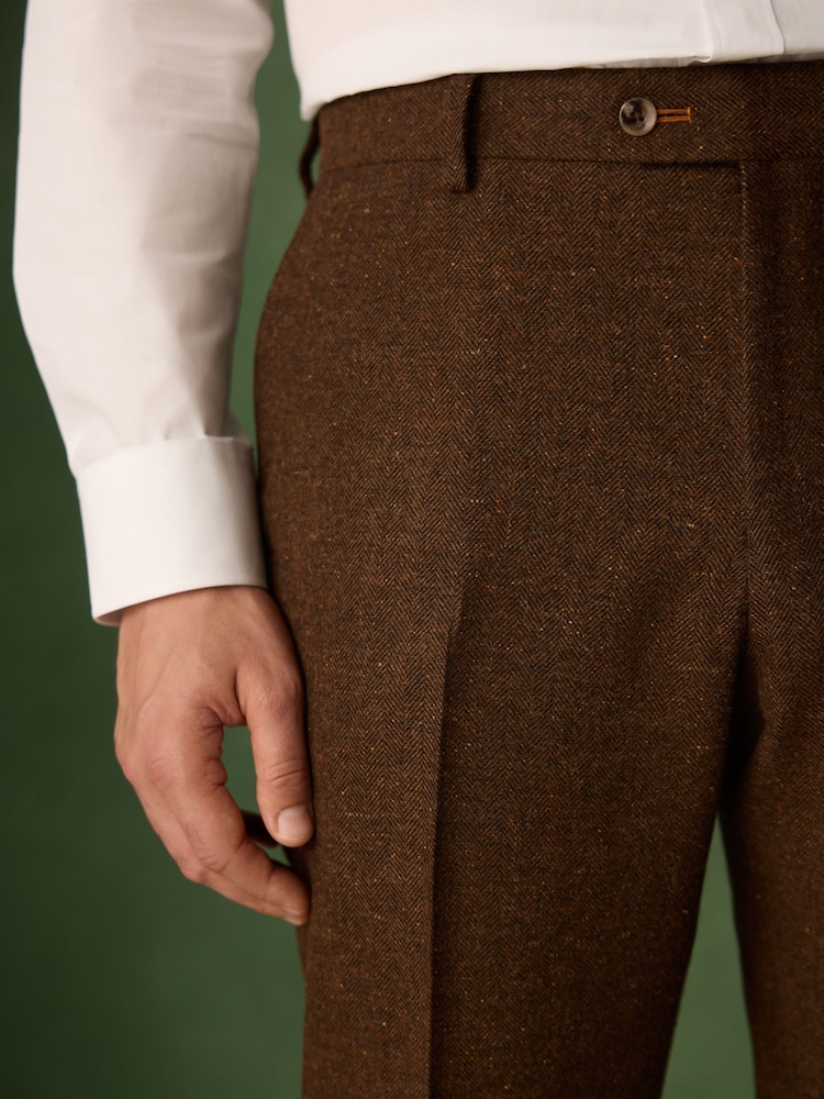 بني مائل للأحمر - Slim Fit Nova Fides Italian Wool Blend Trimmed Herringbone Suit Trousers - صورة 5 من 5 بني مائل للأحمر - Slim Fit Nova Fides Italian Wool Blend Trimmed Herringbone Suit Trousers - صورة 5 من 5