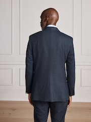 Navy Signature Double Breasted Tailored Fit Motionflex Stretch Tollegno Italian Wool Rich Textured Suit Jacket - Image 3 of 11