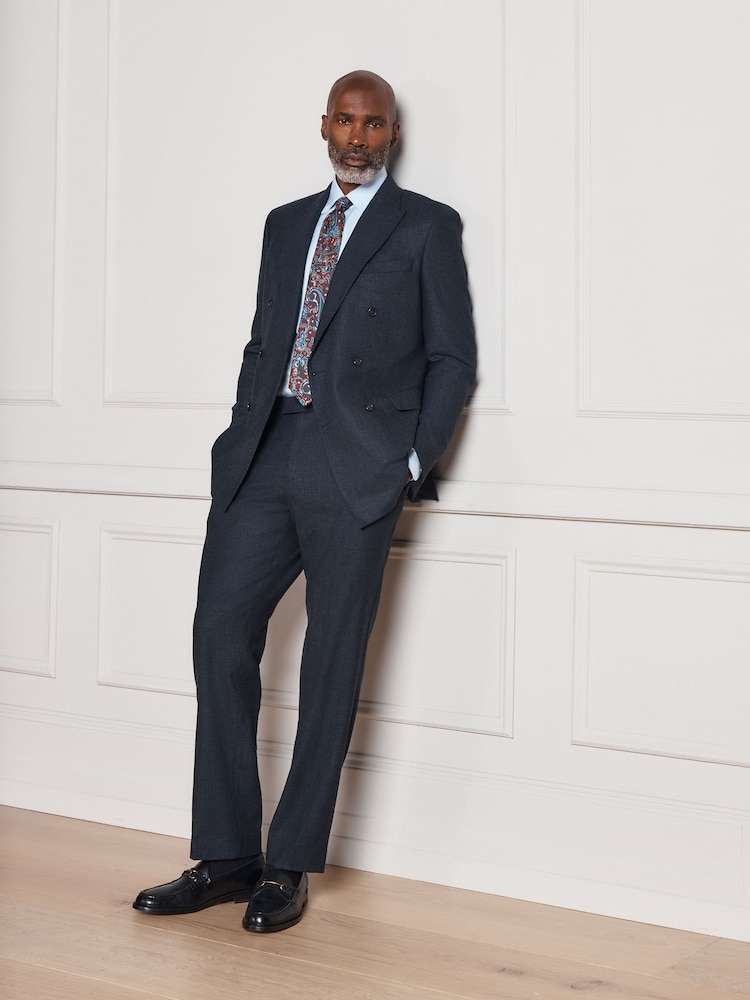 Navy Signature Tailored Fit Motionflex Stretch Tollegno Italian Wool Rich Textured Suit Trousers - Image 1 of 5 Navy Signature Tailored Fit Motionflex Stretch Tollegno Italian Wool Rich Textured Suit Trousers - Image 1 of 5