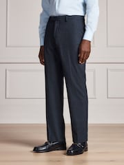 Navy Signature Tailored Fit Motionflex Stretch Tollegno Italian Wool Rich Textured Suit Trousers - Image 2 of 5