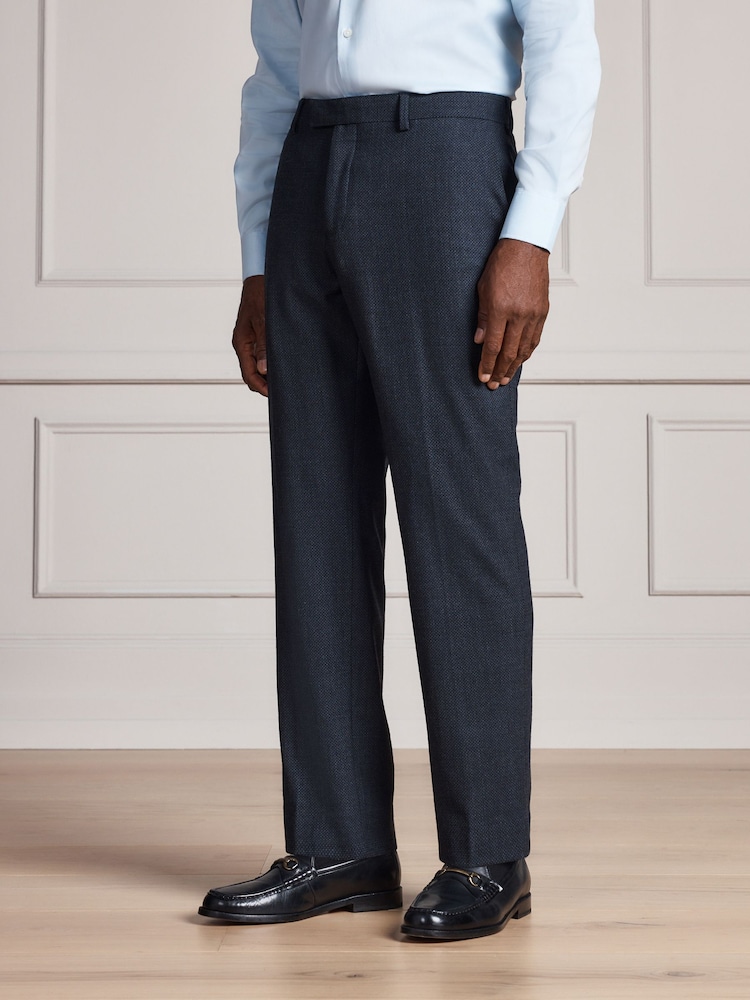 Navy Signature Tailored Fit Motionflex Stretch Tollegno Italian Wool Rich Textured Suit Trousers - Image 2 of 5 Navy Signature Tailored Fit Motionflex Stretch Tollegno Italian Wool Rich Textured Suit Trousers - Image 2 of 5