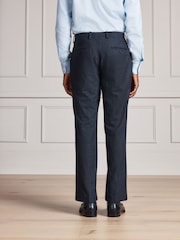 Navy Signature Tailored Fit Motionflex Stretch Tollegno Italian Wool Rich Textured Suit Trousers - Image 3 of 5