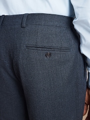 Navy Signature Tailored Fit Motionflex Stretch Tollegno Italian Wool Rich Textured Suit Trousers - Image 4 of 5