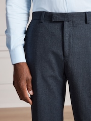 Navy Signature Tailored Fit Motionflex Stretch Tollegno Italian Wool Rich Textured Suit Trousers - Image 5 of 5